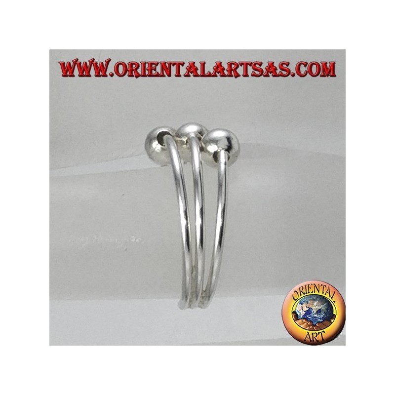 Bagues en argent avec trois boules pour les pieds ou les phalanges