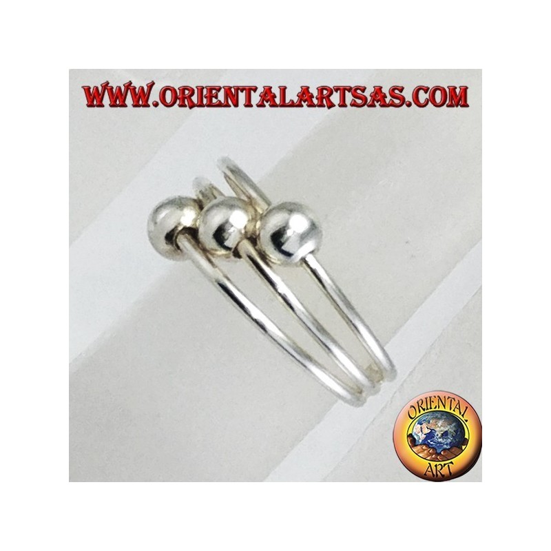 Silberne Ringe mit drei Kugeln für Füße oder Phalanx