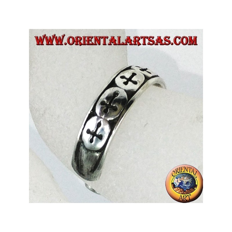 Silver rings with crosses for feet or phalanxes