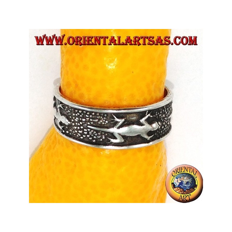 Silver rings with gecko for feet or phalanxes