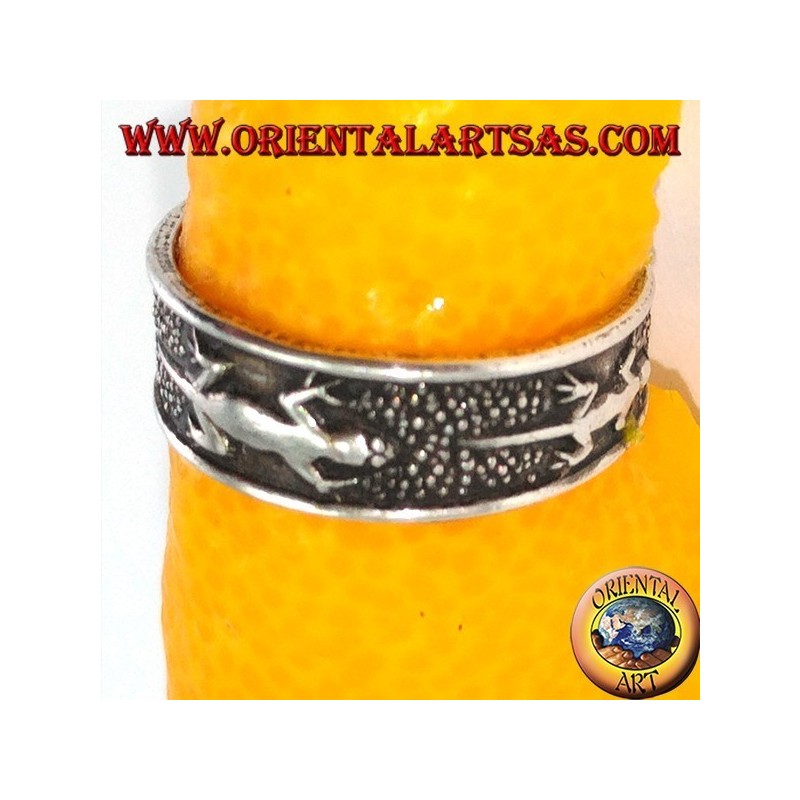 Silver rings with gecko for feet or phalanxes