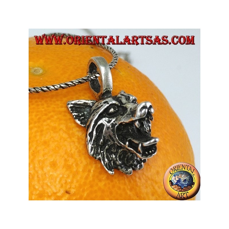 Silber Anhänger Wolfskopf 