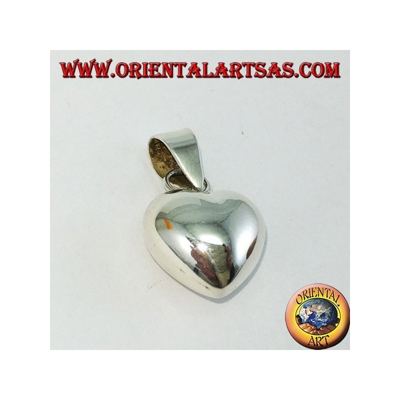 Colgante en plata, corazón grueso (redondeado) liso pequeño