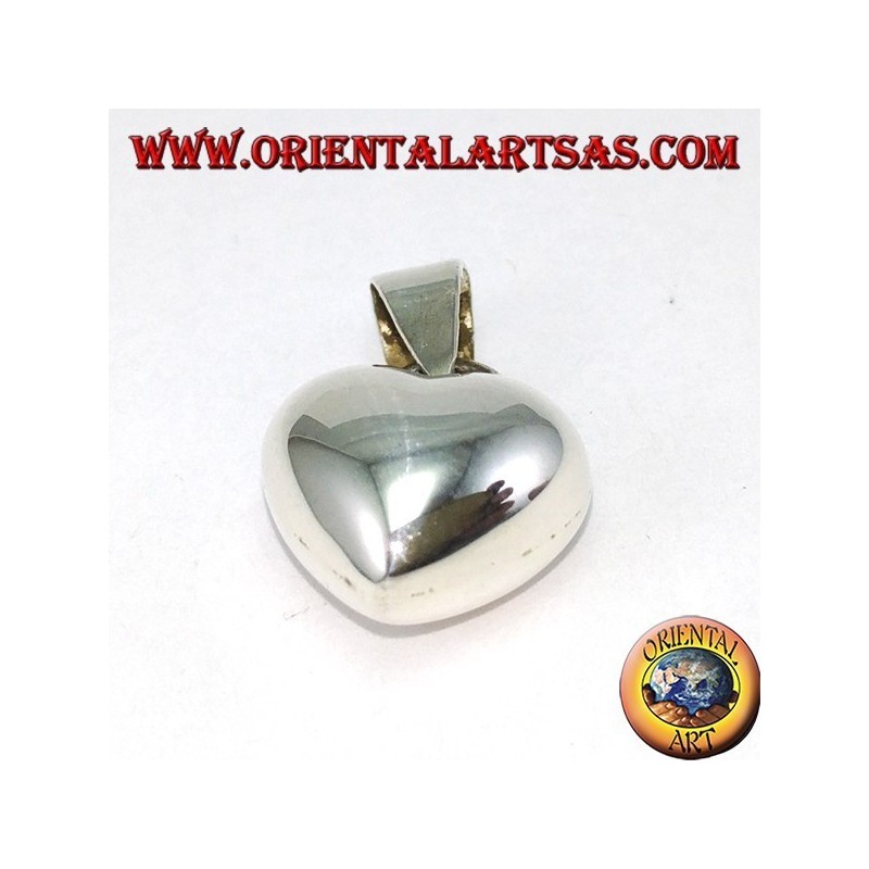 Pendant in silver, thick heart (rounded) smooth small