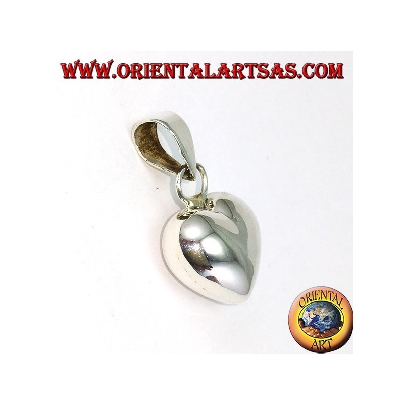 Colgante en plata, corazón grueso (redondeado) liso pequeño