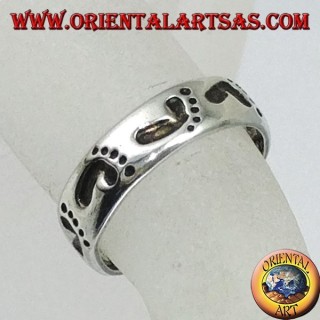 Anillos de plata con huella, para dedos de los pies o falanges