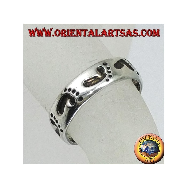 Silver rings with foot print, for toes or phalanxes