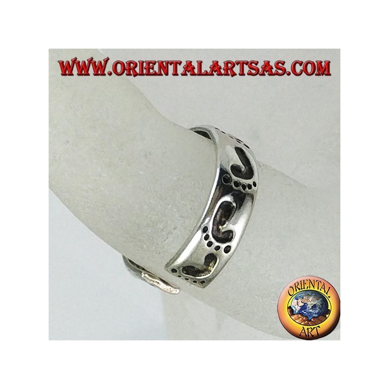 Silver rings with foot print, for toes or phalanxes