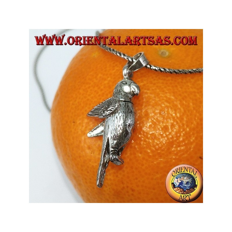 Pendentif en argent Perroquet mobile bouge les ailes et le cou