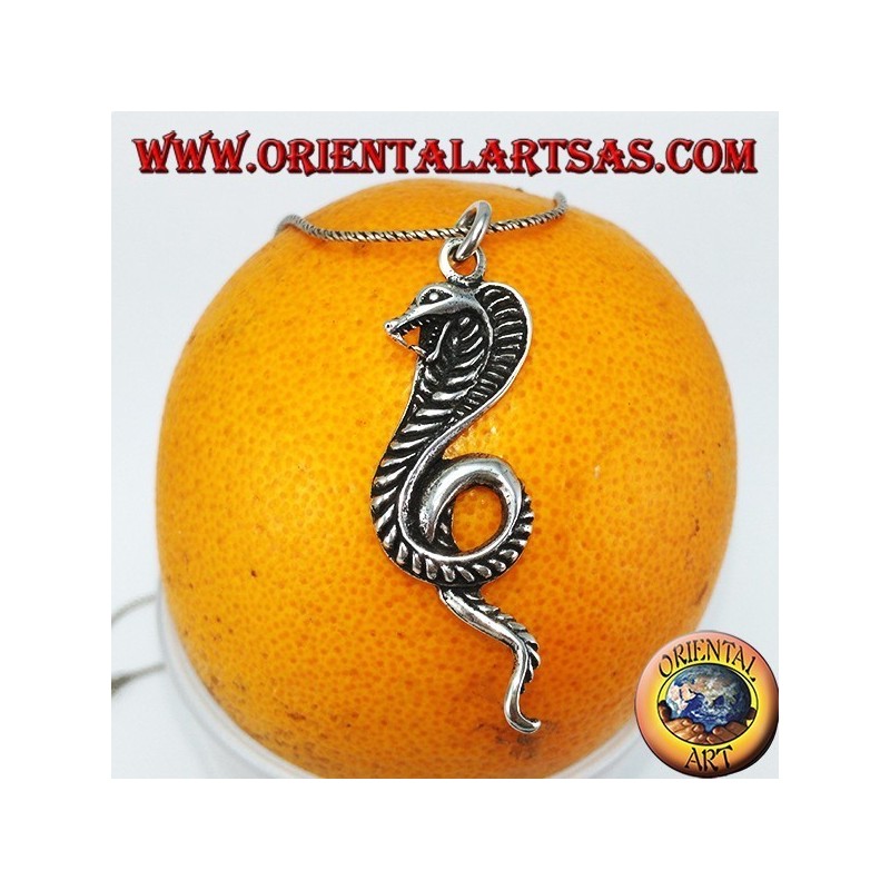 Pendentif en argent, serpent royal cobra (grand)