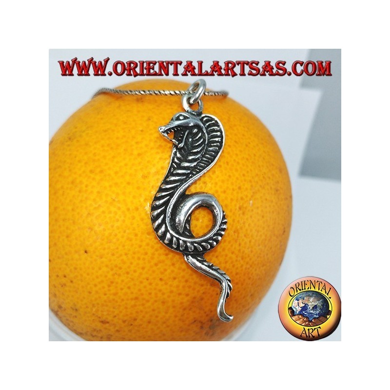 Pendentif en argent, serpent royal cobra (grand)