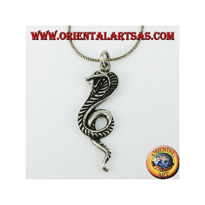 Pendentif en argent, serpent royal cobra (grand)