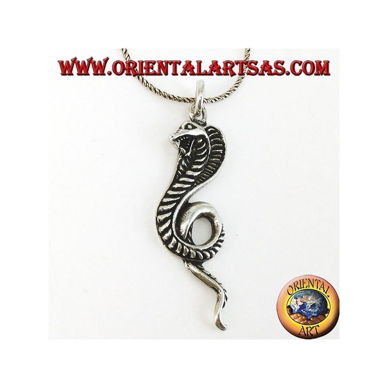 Ciondolo in argento, serpente Cobra reale (grande)