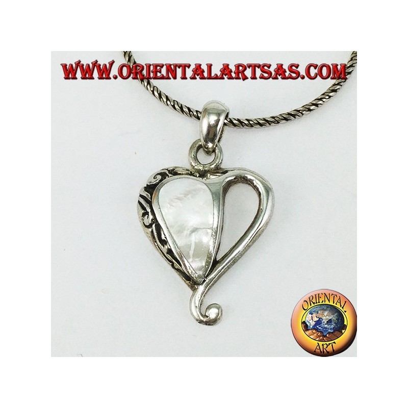 Pendentif coeur en argent avec nacre