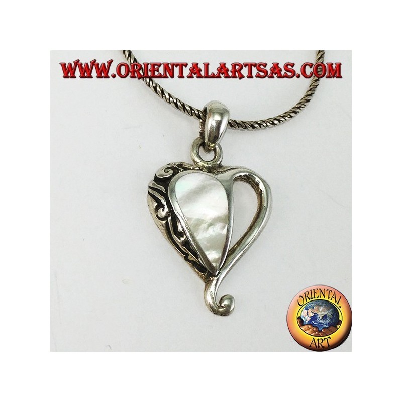 Pendentif coeur en argent avec nacre