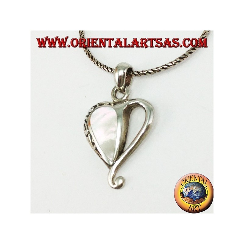 Pendentif coeur en argent avec nacre