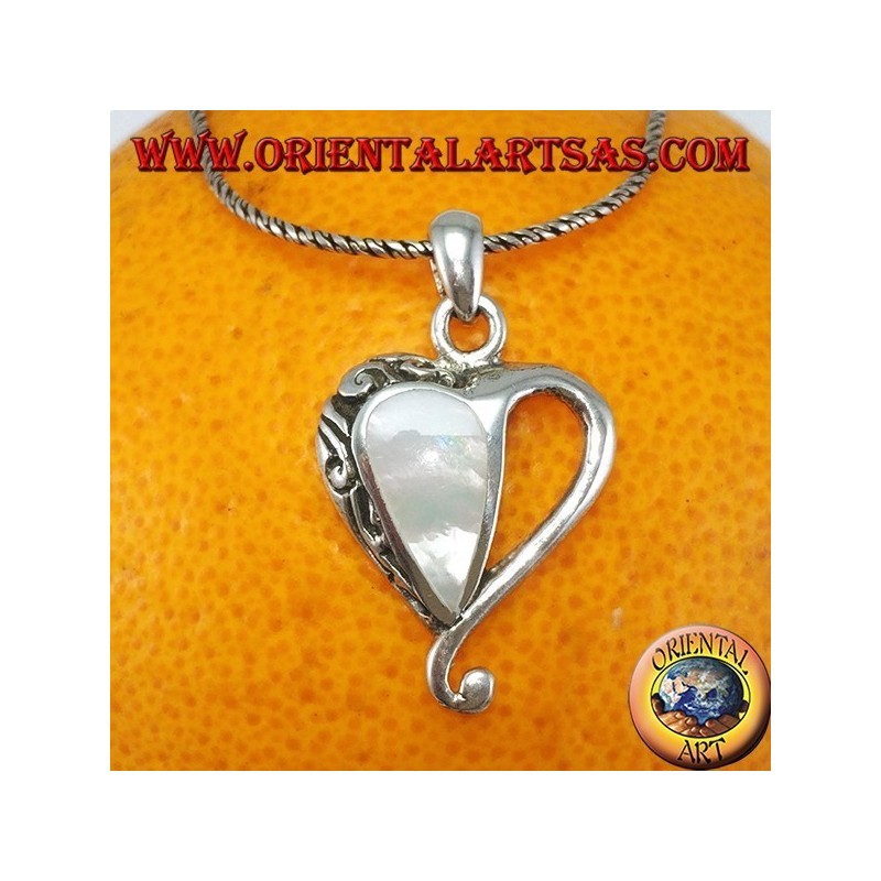 Pendentif coeur en argent avec nacre