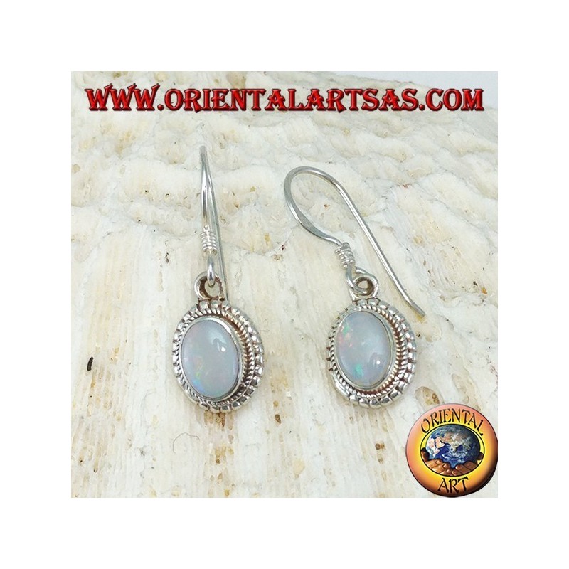Silver earrings with Opal