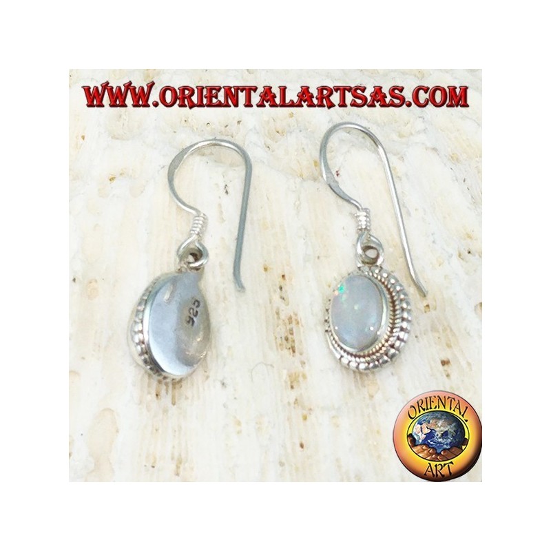 Silver earrings with Opal
