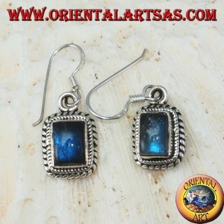 Silver earrings with rectangular Labradorite