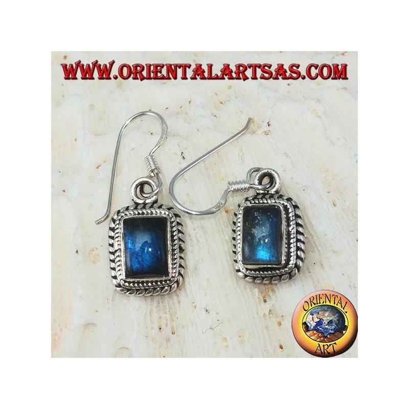 Pendientes de plata con Labradorita rectangular