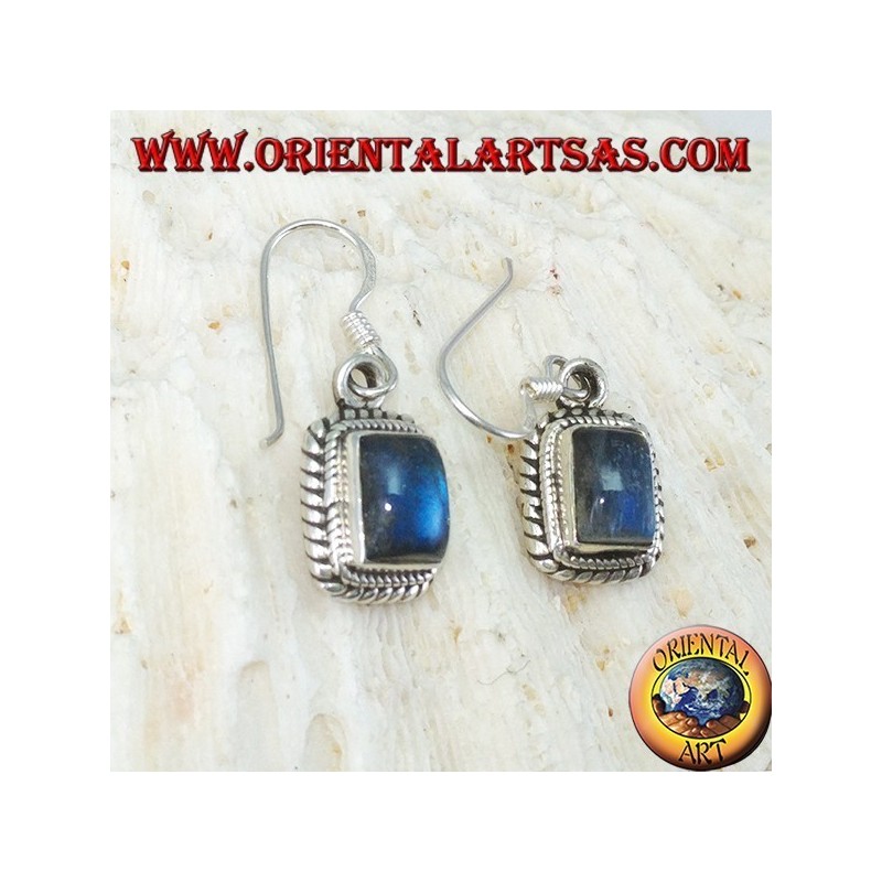 Pendientes de plata con Labradorita rectangular