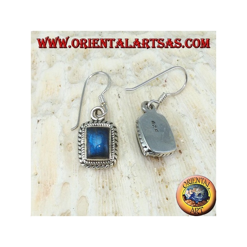 Silver earrings with rectangular Labradorite