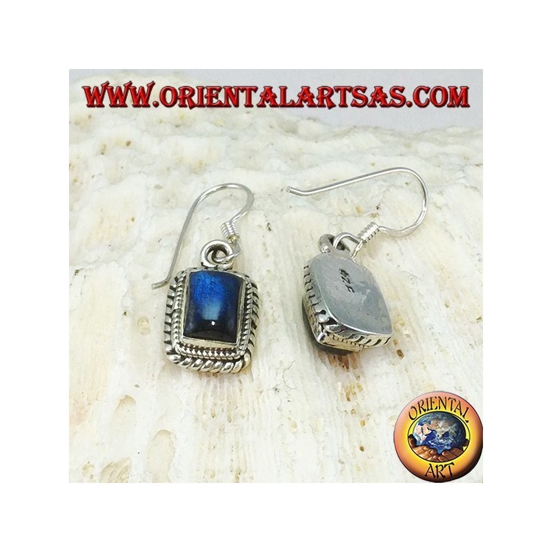Pendientes de plata con Labradorita rectangular