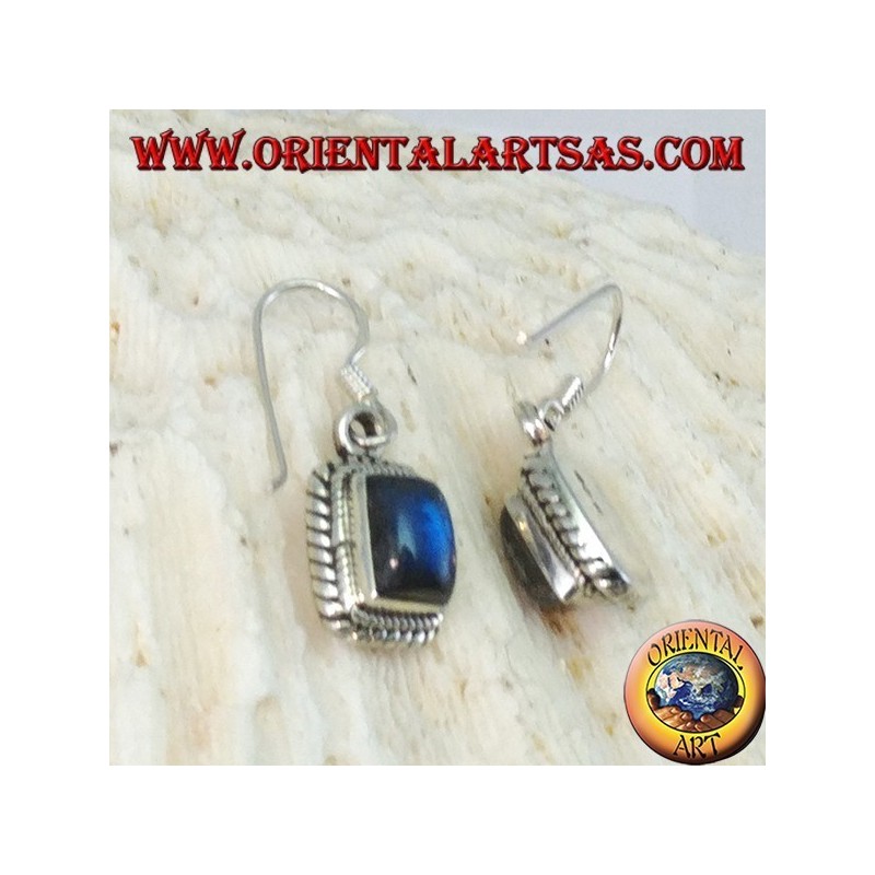 Orecchini in argento con Labradorite rettangolare