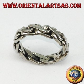Silver ring with a Byzantine chain