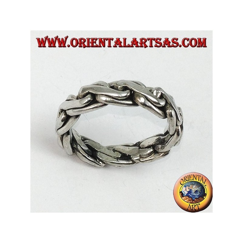 Silver ring with a Byzantine chain