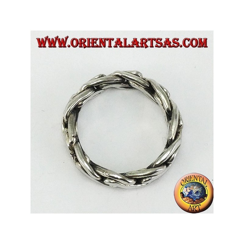 Anello in argento a catena bizantina