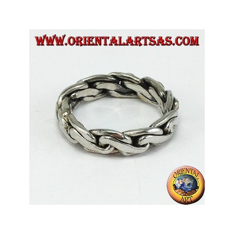 Silver ring with a Byzantine chain