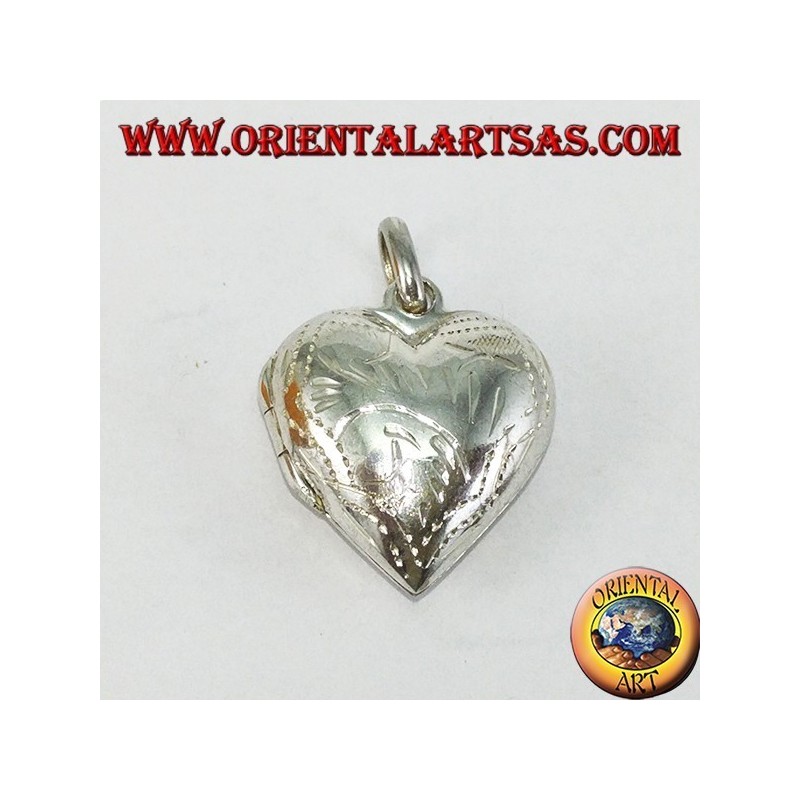 Pendentif en argent incrusté cadre photo coeur (petit)