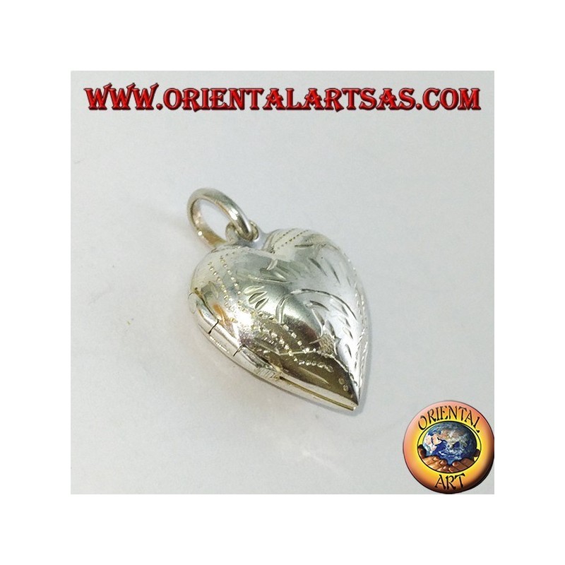 Colgante de plata Marco de foto de corazón con incrustaciones (pequeño)