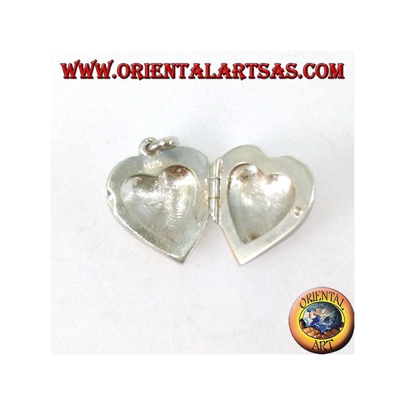 Silver pendant Inlaid heart photo frame (small)