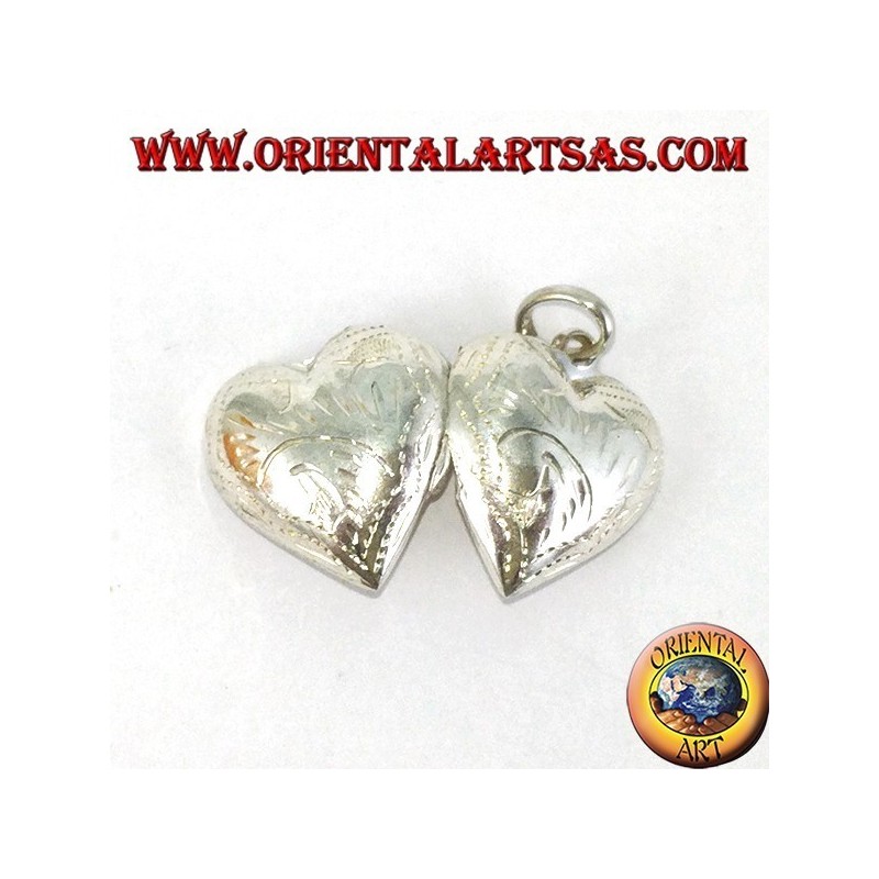 Colgante de plata Marco de foto de corazón con incrustaciones (pequeño)