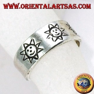 Bague en argent des pieds ou de la phalange avec soleil incrusté