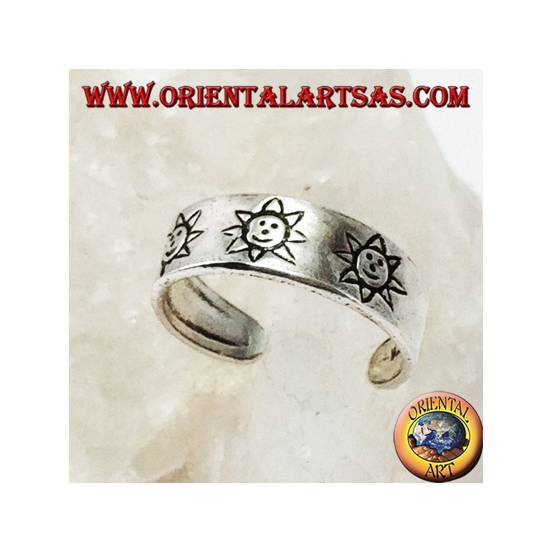 Bague en argent des pieds ou de la phalange avec soleil incrusté