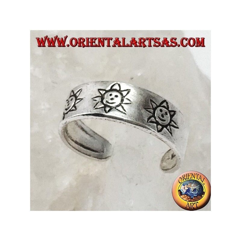 Bague en argent des pieds ou de la phalange avec soleil incrusté