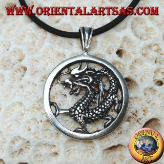 Pendentif en argent, dragon dans le cercle