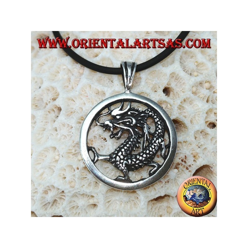 Pendentif en argent, dragon dans le cercle