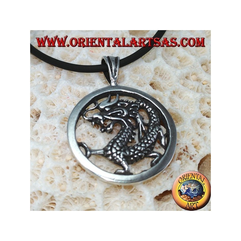 Ciondolo in argento Drago nel cerchio