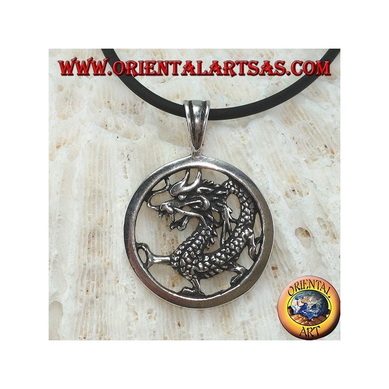 Colgante de plata, dragón en el círculo