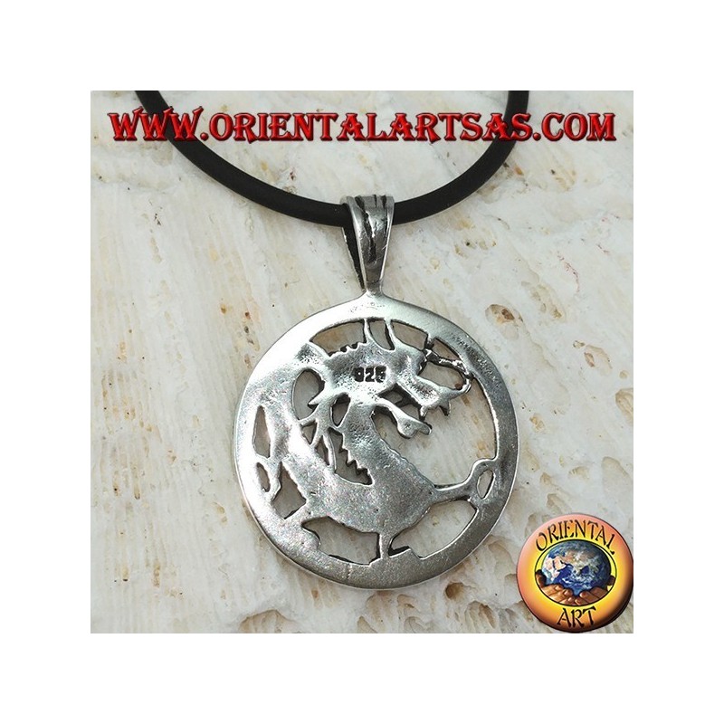 Colgante de plata, dragón en el círculo