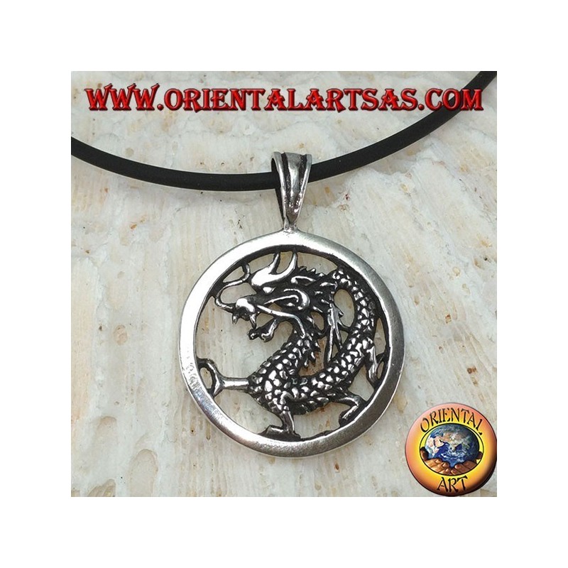 Pendentif en argent, dragon dans le cercle
