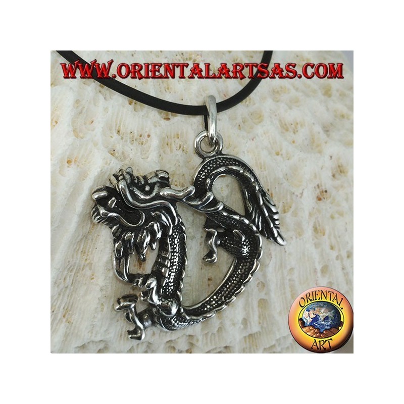 Colgante de dragón chino de plata (grande)