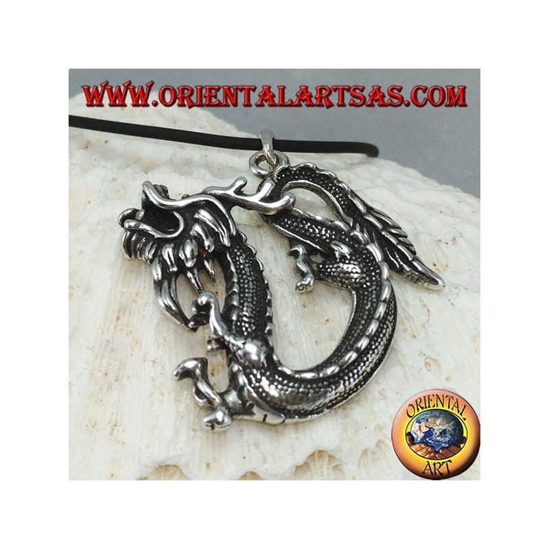 Pendentif dragon chinois en argent (grand)