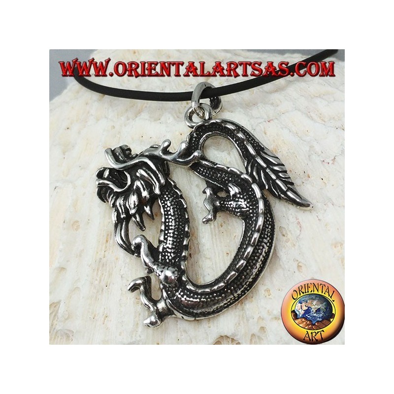Pendentif dragon chinois en argent (grand)