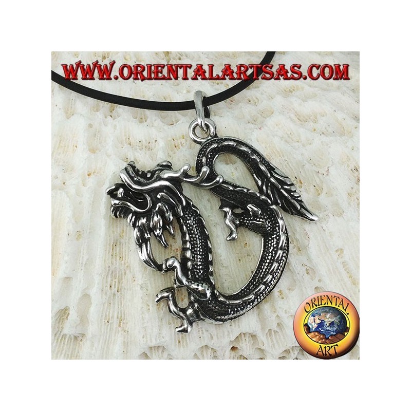 Pendentif dragon chinois en argent (grand)